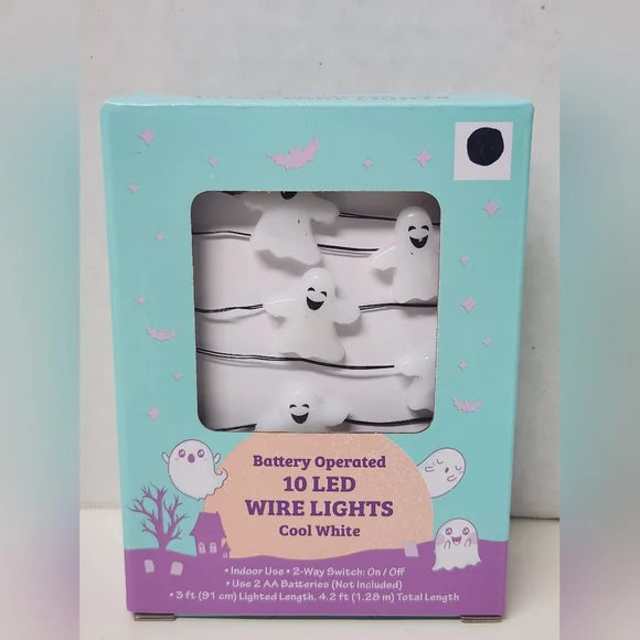 Bundle of 5 Pumpkin & Ghost Halloween Battery Operated LED Wire Lights - Picture 2 of 6